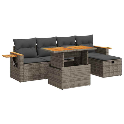 Set Divano da Giardino 6 pz con Cuscini Grigio in Polyrattan | homemem39