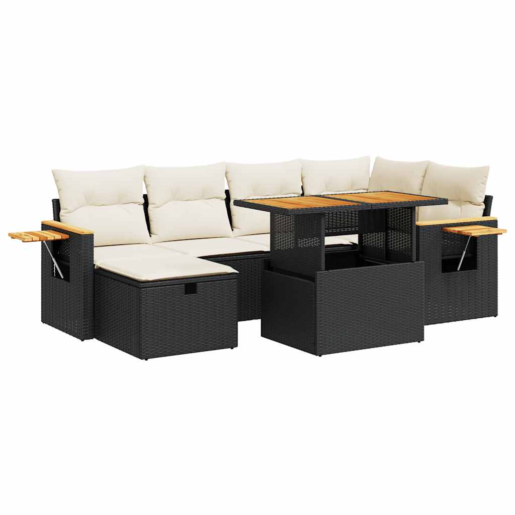 Set Divani da Giardino con Cuscini 8 pz Nero in Polyrattan | homemem39