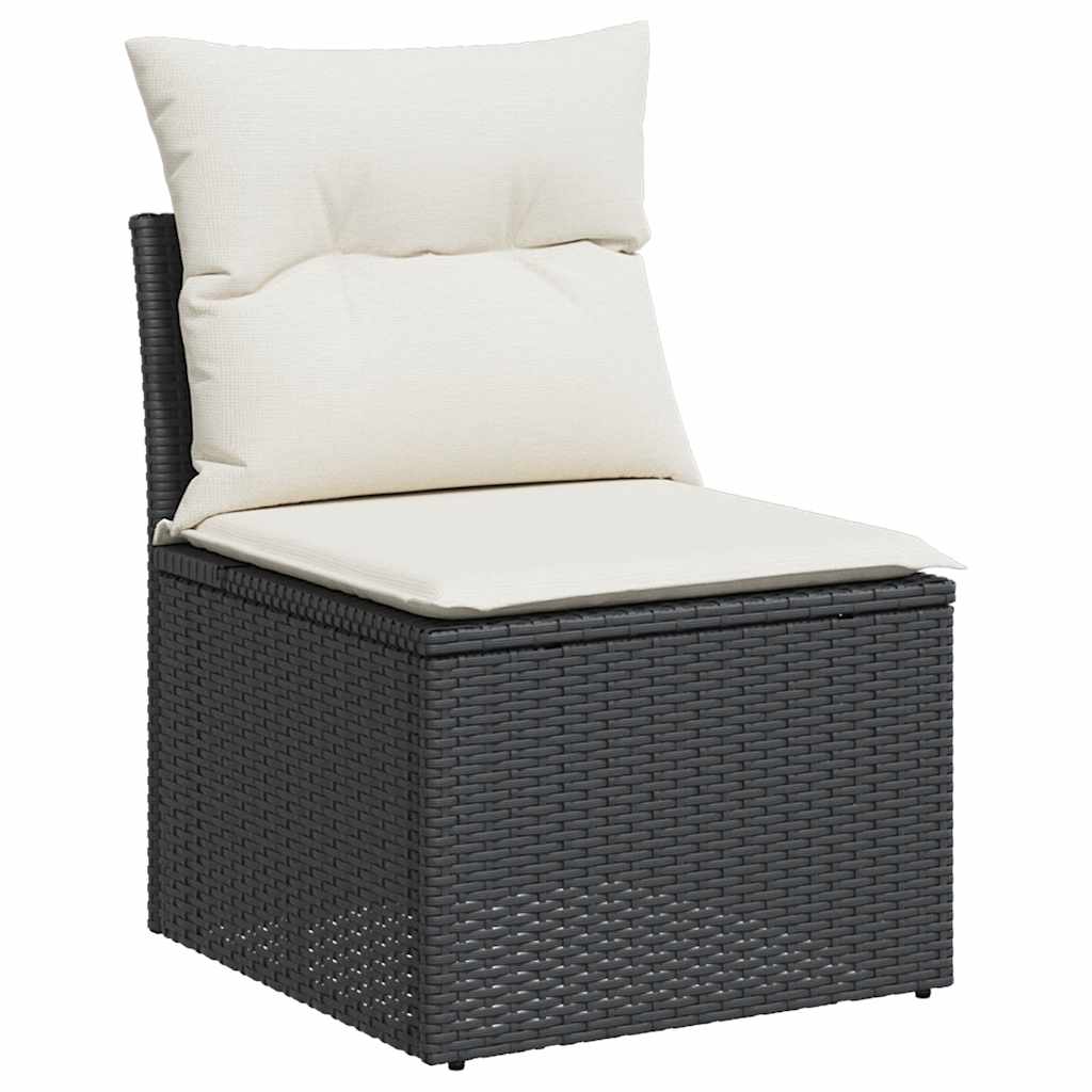 Set Divani da Giardino con Cuscini 8 pz Nero in Polyrattan | homemem39