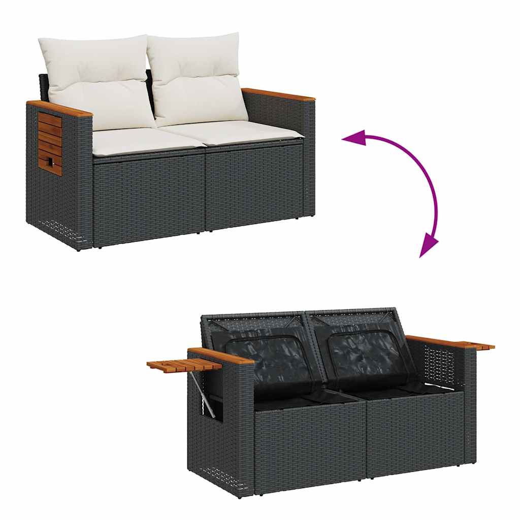Set Divani da Giardino con Cuscini 8 pz Nero in Polyrattan | homemem39