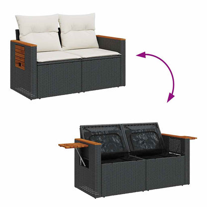 Set Divani da Giardino con Cuscini 8 pz Nero in Polyrattan | homemem39