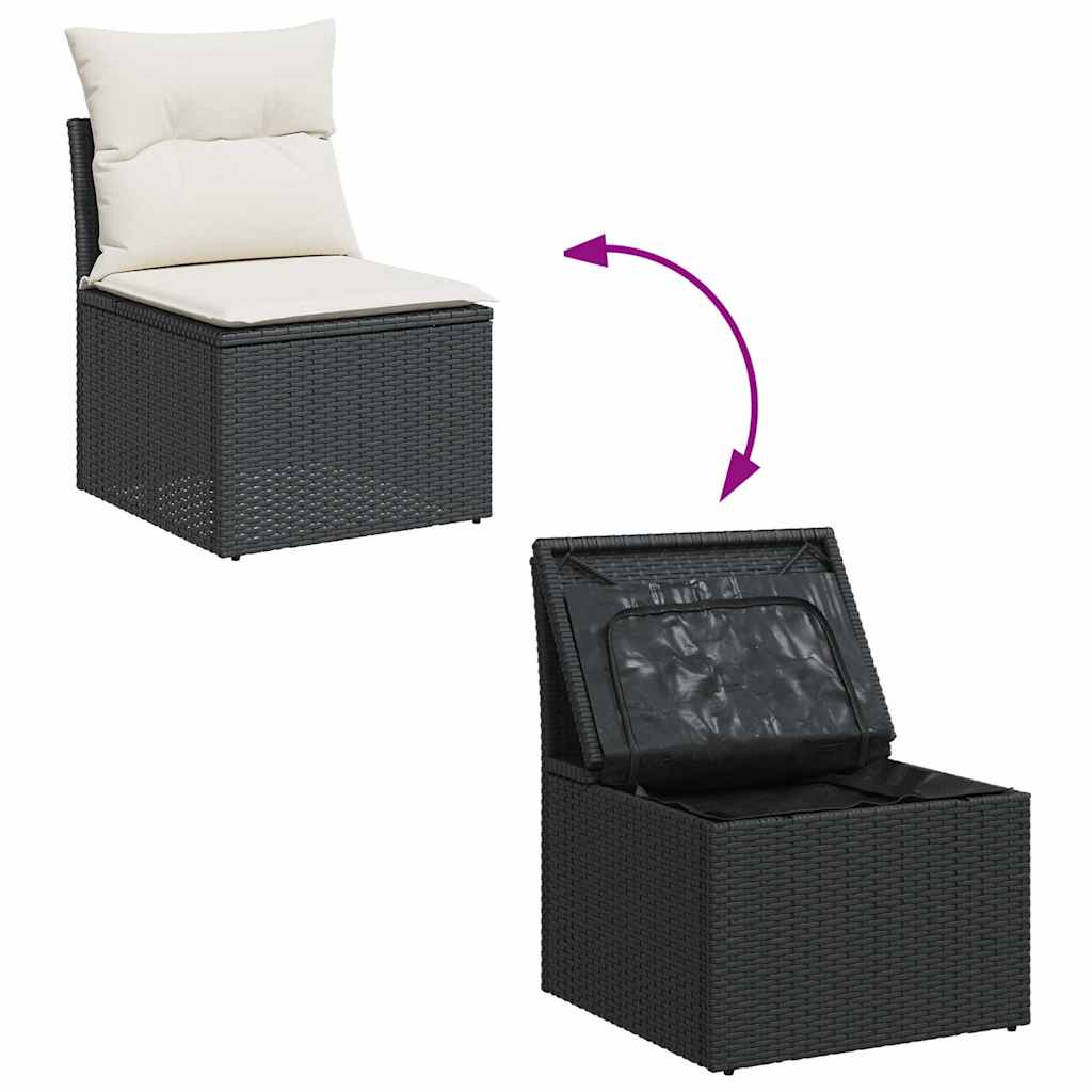 Set Divani da Giardino con Cuscini 8 pz Nero in Polyrattan | homemem39