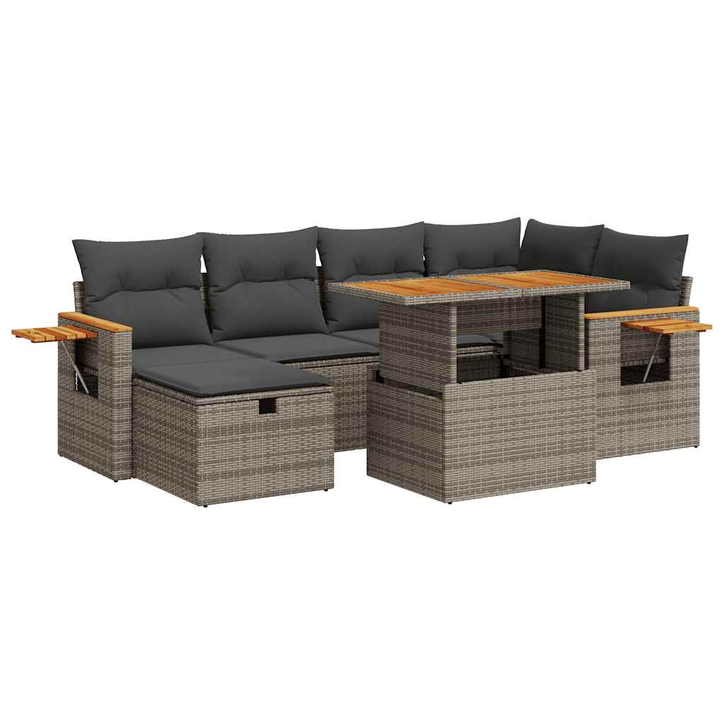Set Divano da Giardino 8 pz con Cuscini Grigio in Polyrattan | homemem39