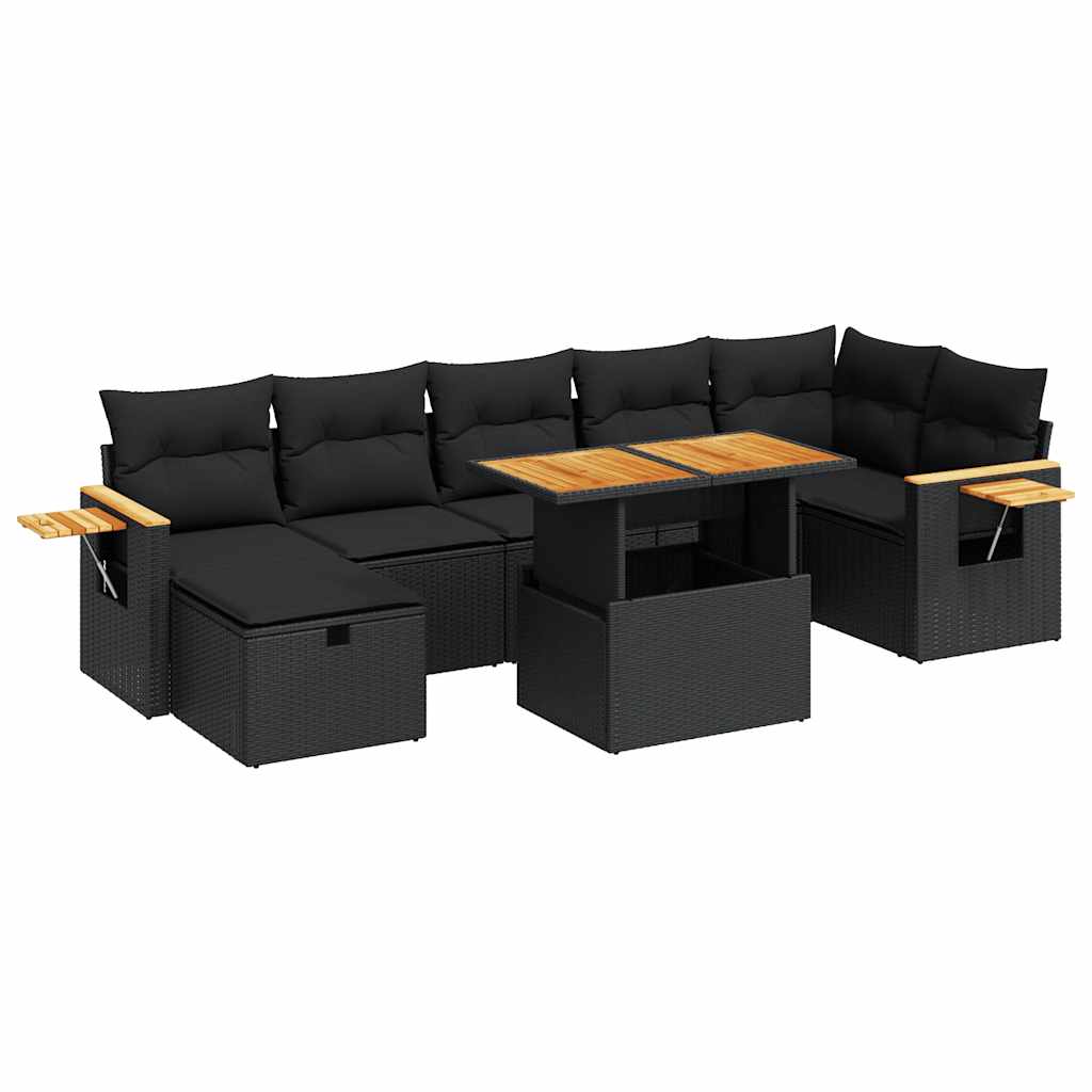 Set Divani da Giardino 5 pz con Cuscini in Polyrattan Nero | homemem39