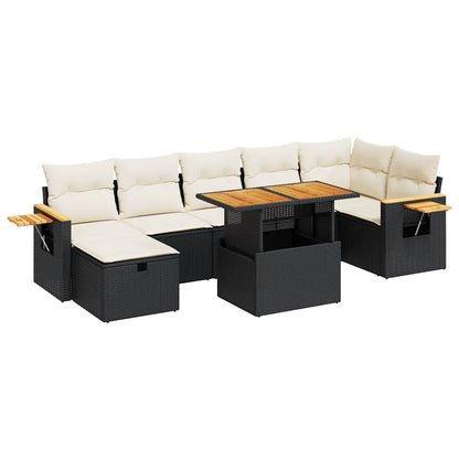 Set Divani da Giardino 5 pz con Cuscini in Polyrattan Nero