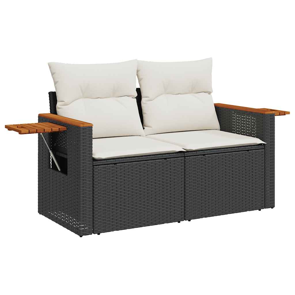 Set Divani da Giardino 5 pz con Cuscini in Polyrattan Nero | homemem39