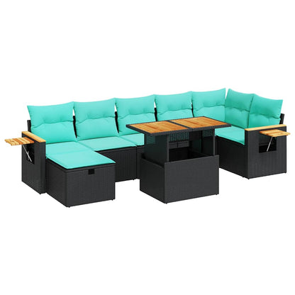 Set Divano da Giardino 8pz con Cuscini Grigio Polyrattan Acacia | homemem39