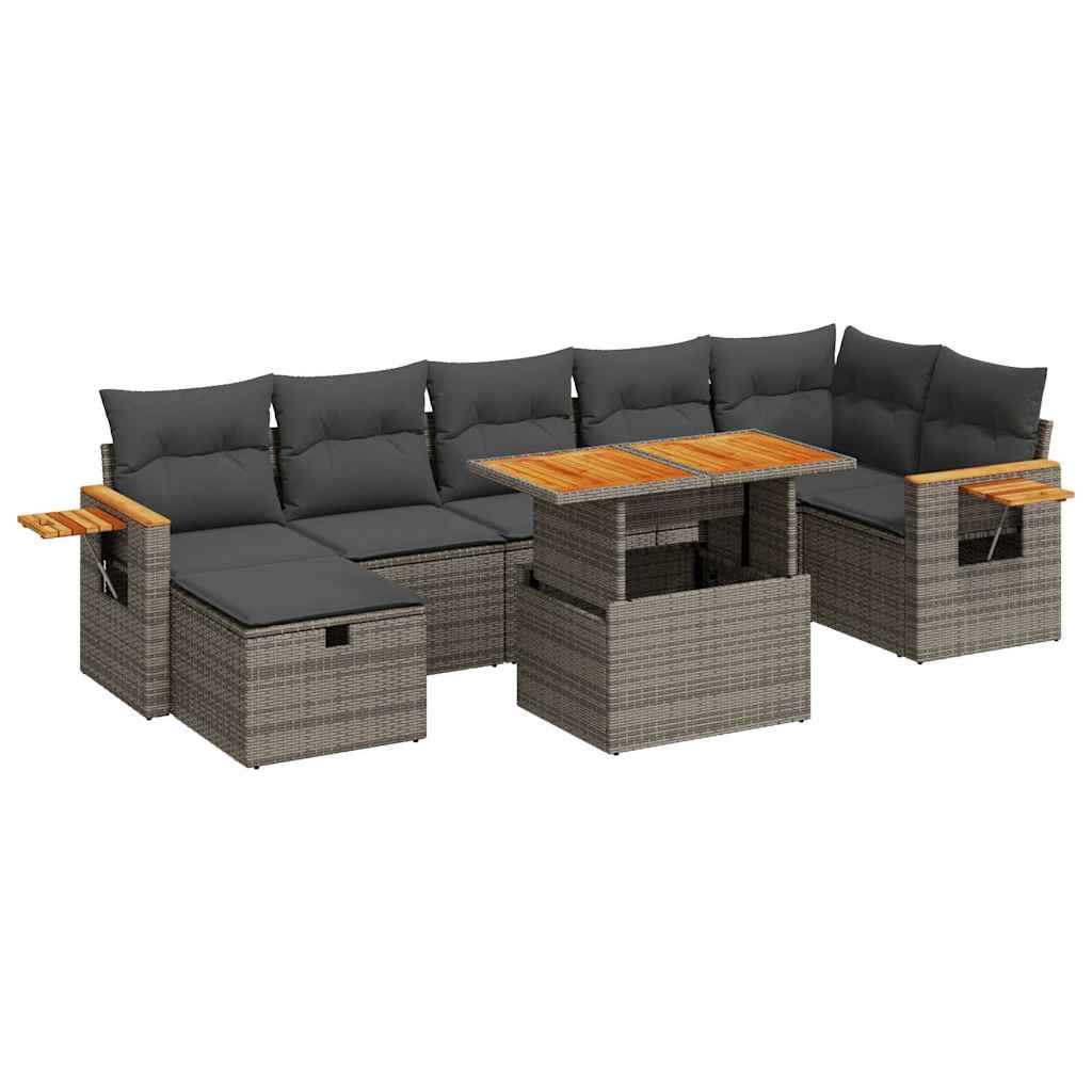 Set Divano da Giardino 5 pz con Cuscini Grigio in Polyrattan