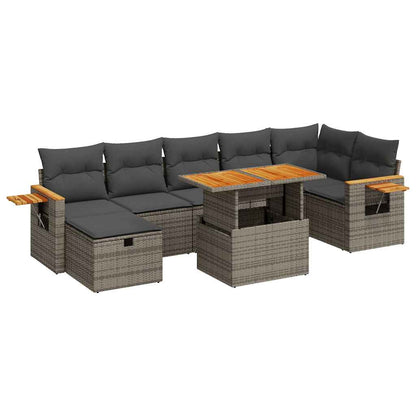 Set Divano da Giardino 5 pz con Cuscini Grigio in Polyrattan