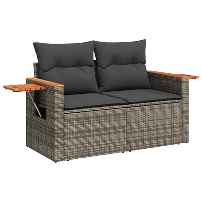 Set Divano da Giardino 5 pz con Cuscini Grigio in Polyrattan