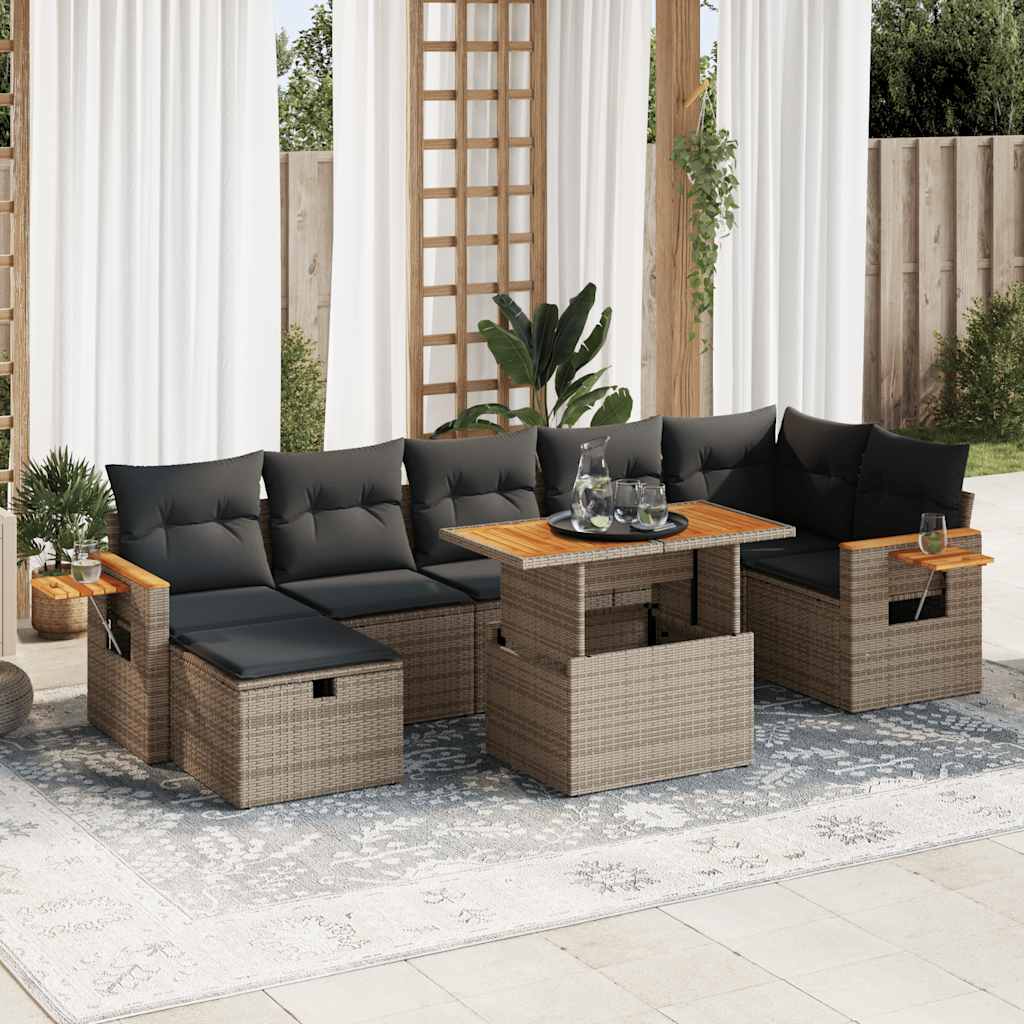 Set Divano da Giardino 5 pz con Cuscini Grigio in Polyrattan