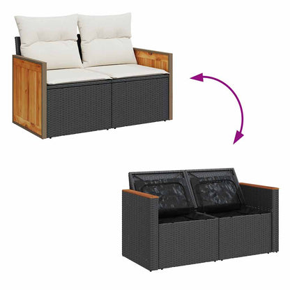 Set Divano da Giardino 6 pz con Cuscini Nero in Polyrattan | homemem39
