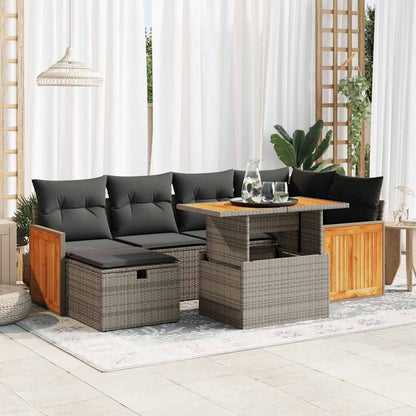 Set Divano da Giardino 8 pz con Cuscini Grigio in Polyrattan