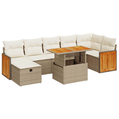 Set Divano da Giardino 5 pz con Cuscini Beige in Polyrattan | homemem39