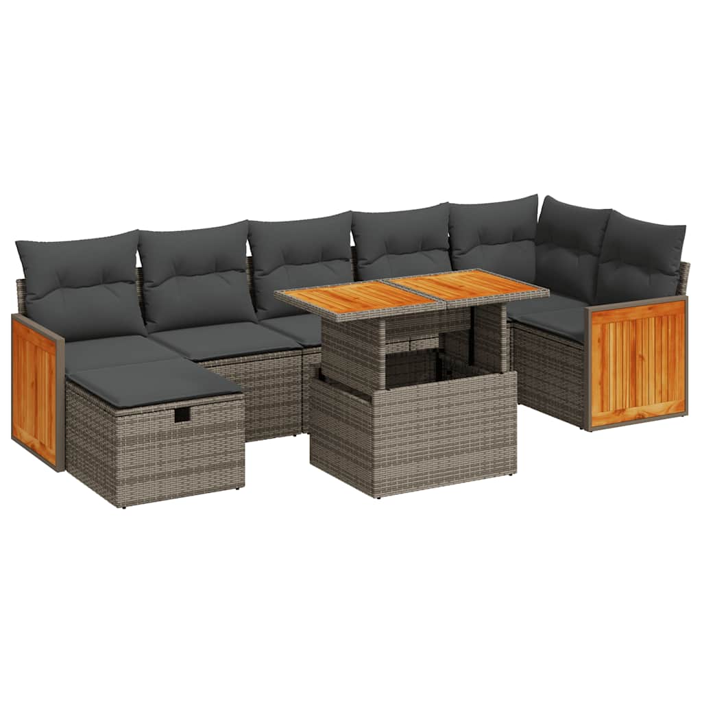 Set Divano da Giardino 5 pz con Cuscini Grigio in Polyrattan
