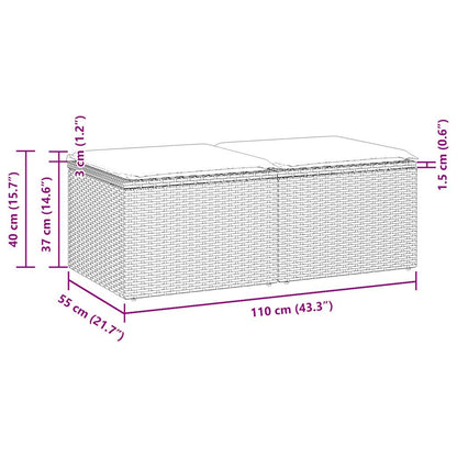 Set Divani da Giardino con Cuscini 2 pz Nero Polyrattan Acacia | homemem39