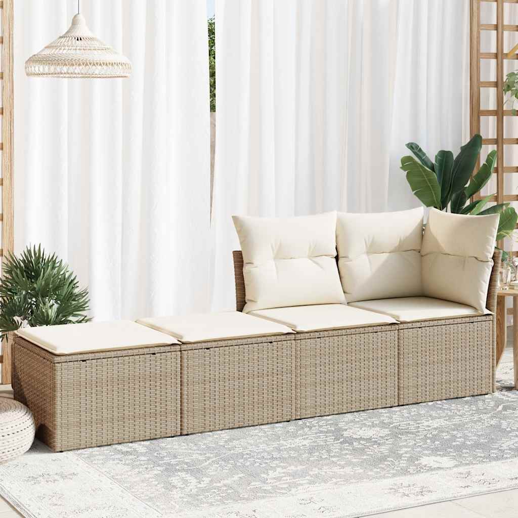 Set Divano da Giardino 2 pz con Cuscini Beige Polyrattan Acacia | homemem39