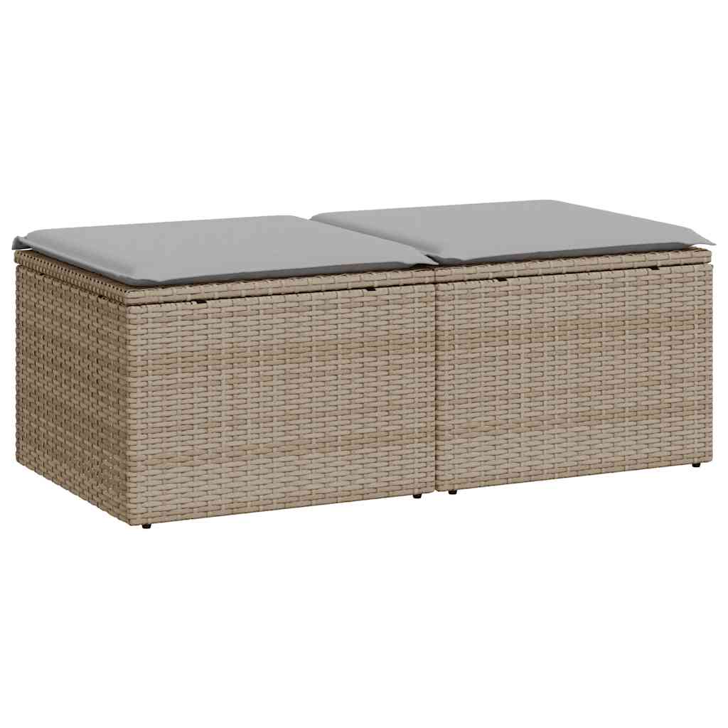 Set Divano da Giardino 2 pz con Cuscini Beige Polyrattan Acacia | homemem39