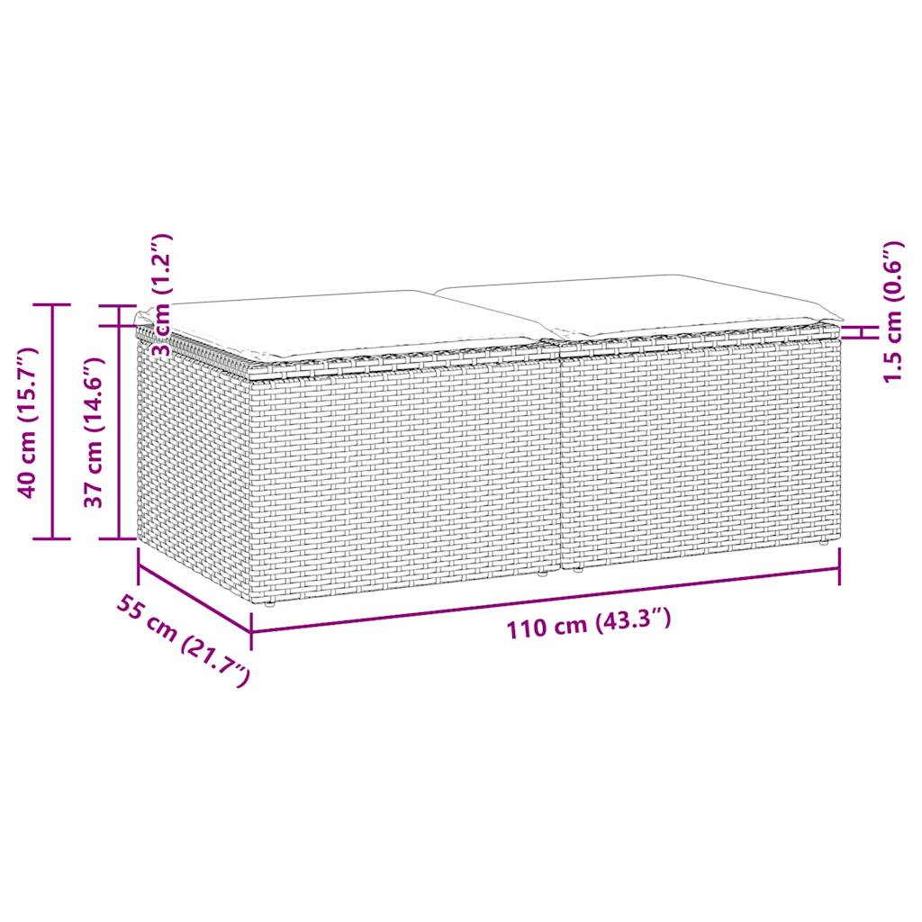 Set Divano da Giardino 2 pz con Cuscini Beige Polyrattan Acacia | homemem39
