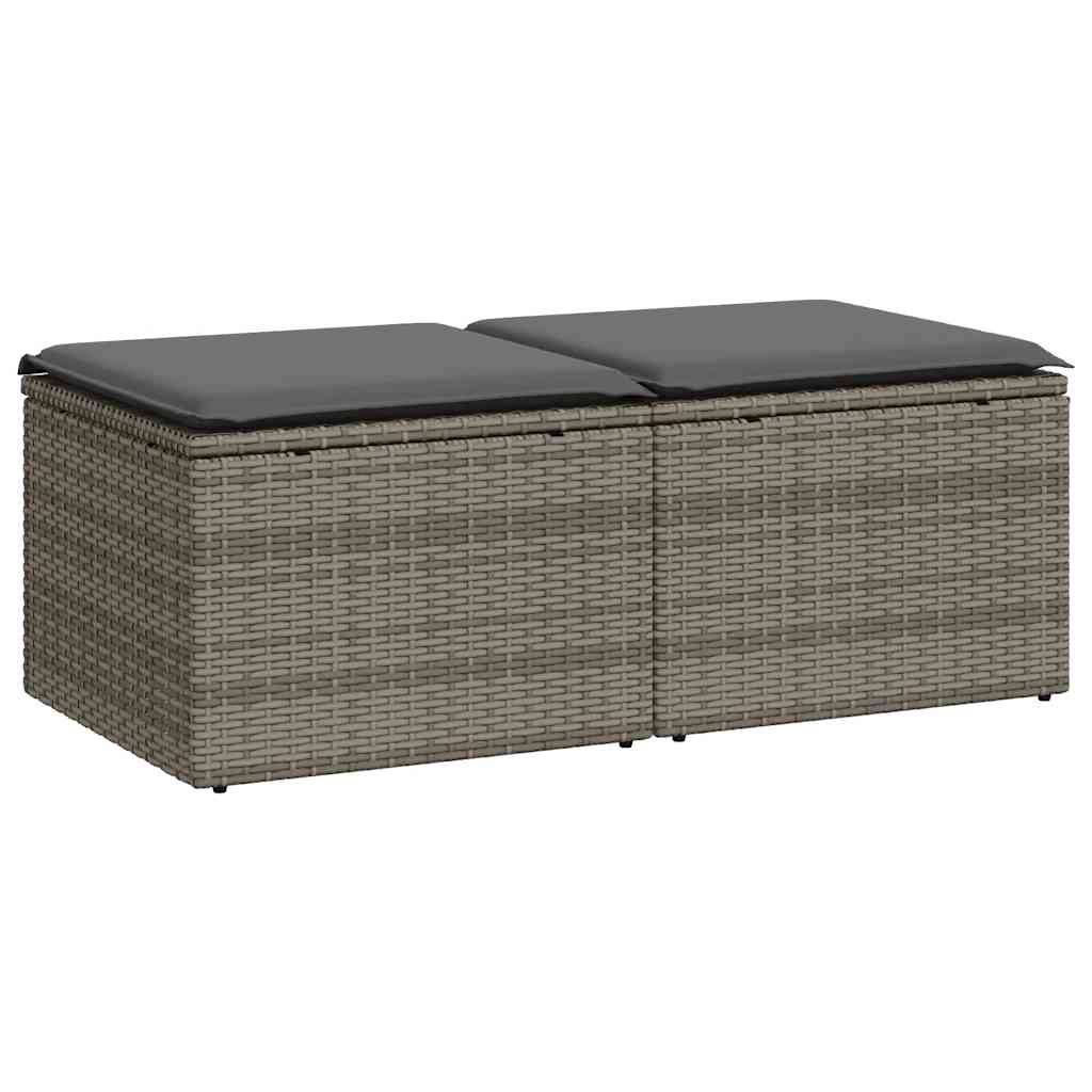 Set Divano Giardino 2 pz con Cuscini Grigio Polyrattan Acacia | homemem39