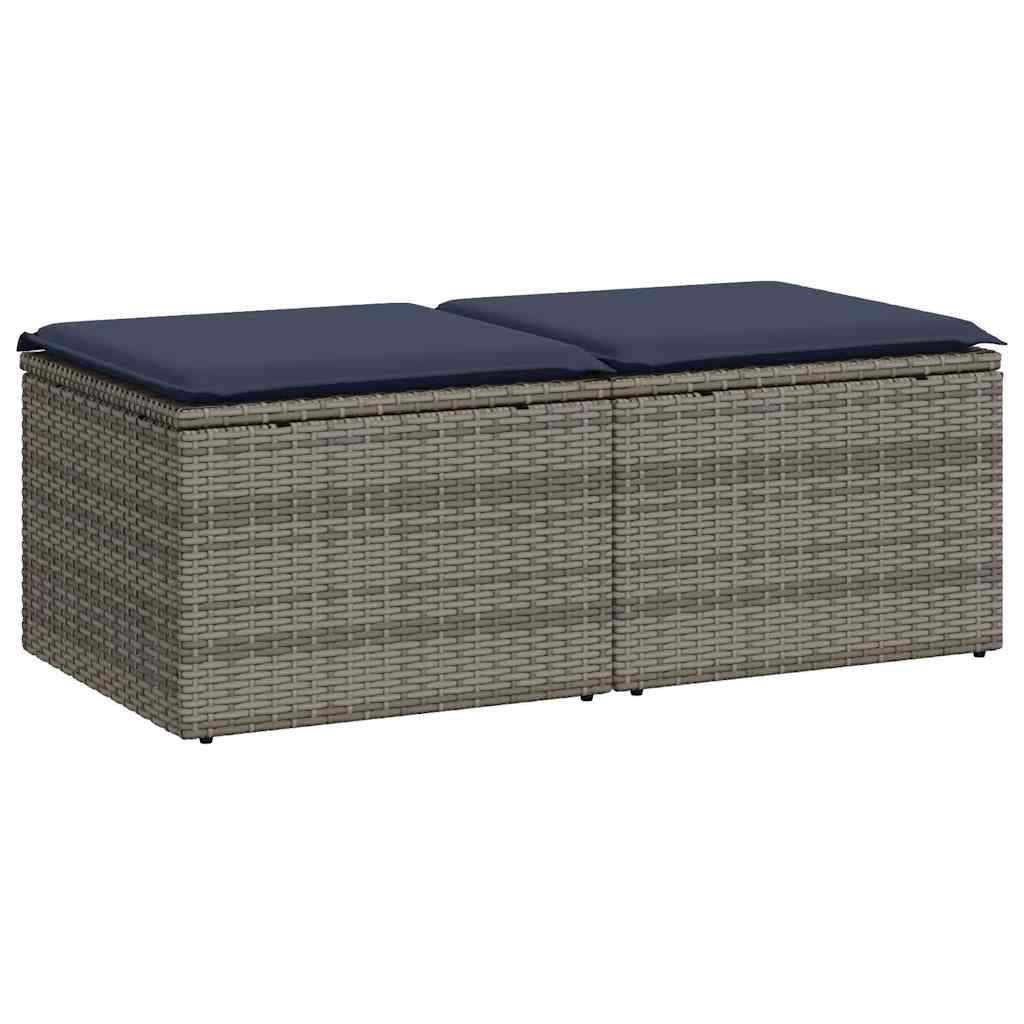 Set Divano Giardino 2 pz con Cuscini Grigio Polyrattan Acacia | homemem39