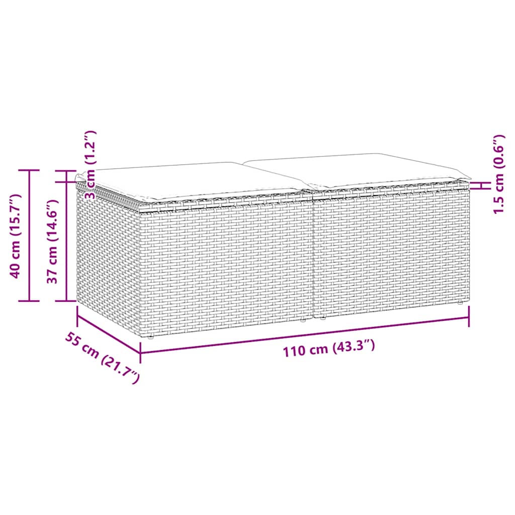 Set Divano Giardino 2 pz con Cuscini Grigio Polyrattan Acacia | homemem39