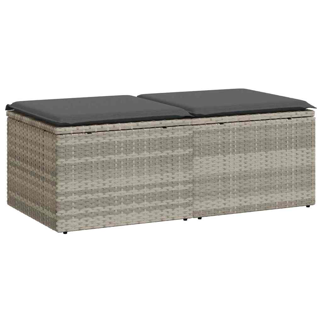 Divano Giardino 2pz con Cuscini Grigio Chiaro Polyrattan Acacia | homemem39