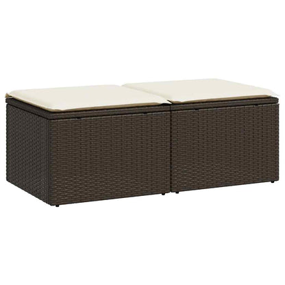 Set Divano Giardino 4 pz con Cuscini Marrone Polyrattan Acacia | homemem39