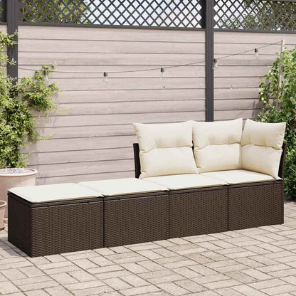 Set Divano Giardino 4 pz con Cuscini Marrone Polyrattan Acacia | homemem39