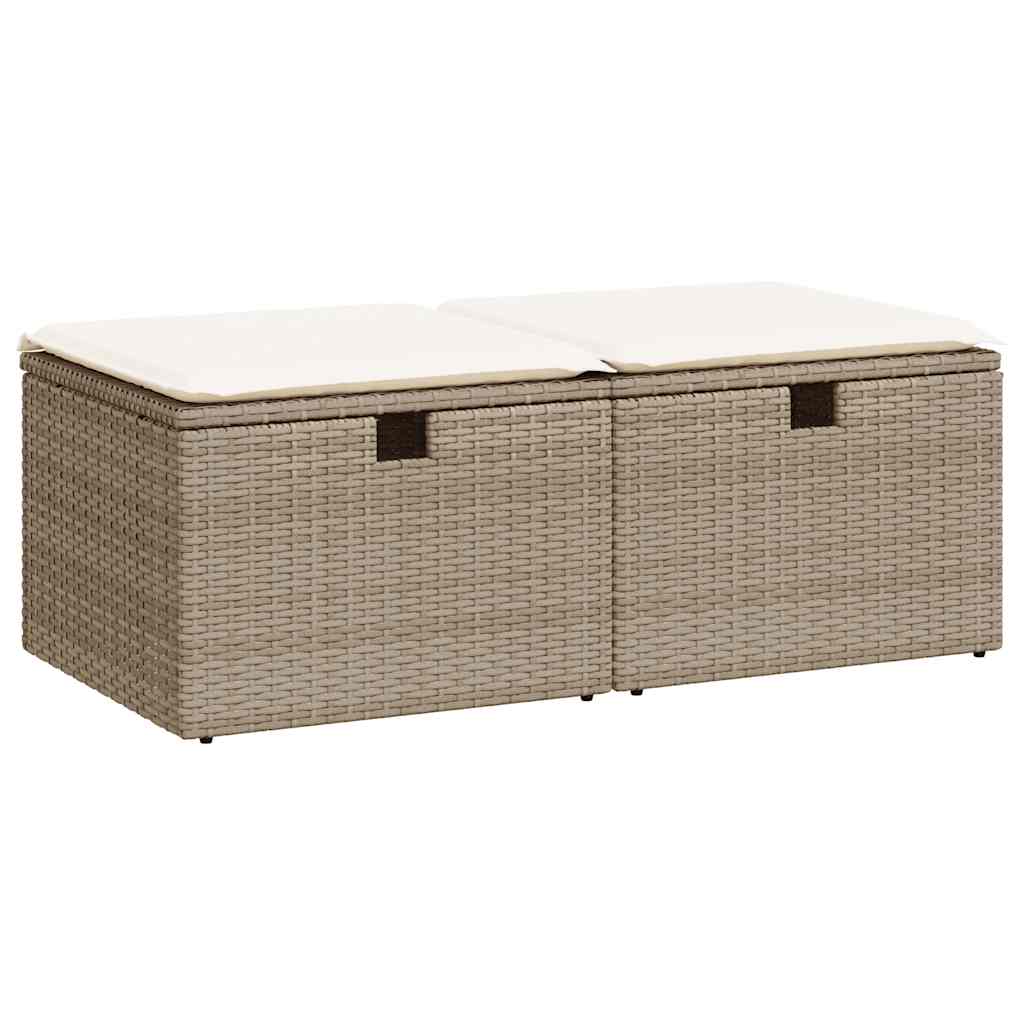 Set Divano da Giardino 2 pz con Cuscini Beige Polyrattan Acacia | homemem39