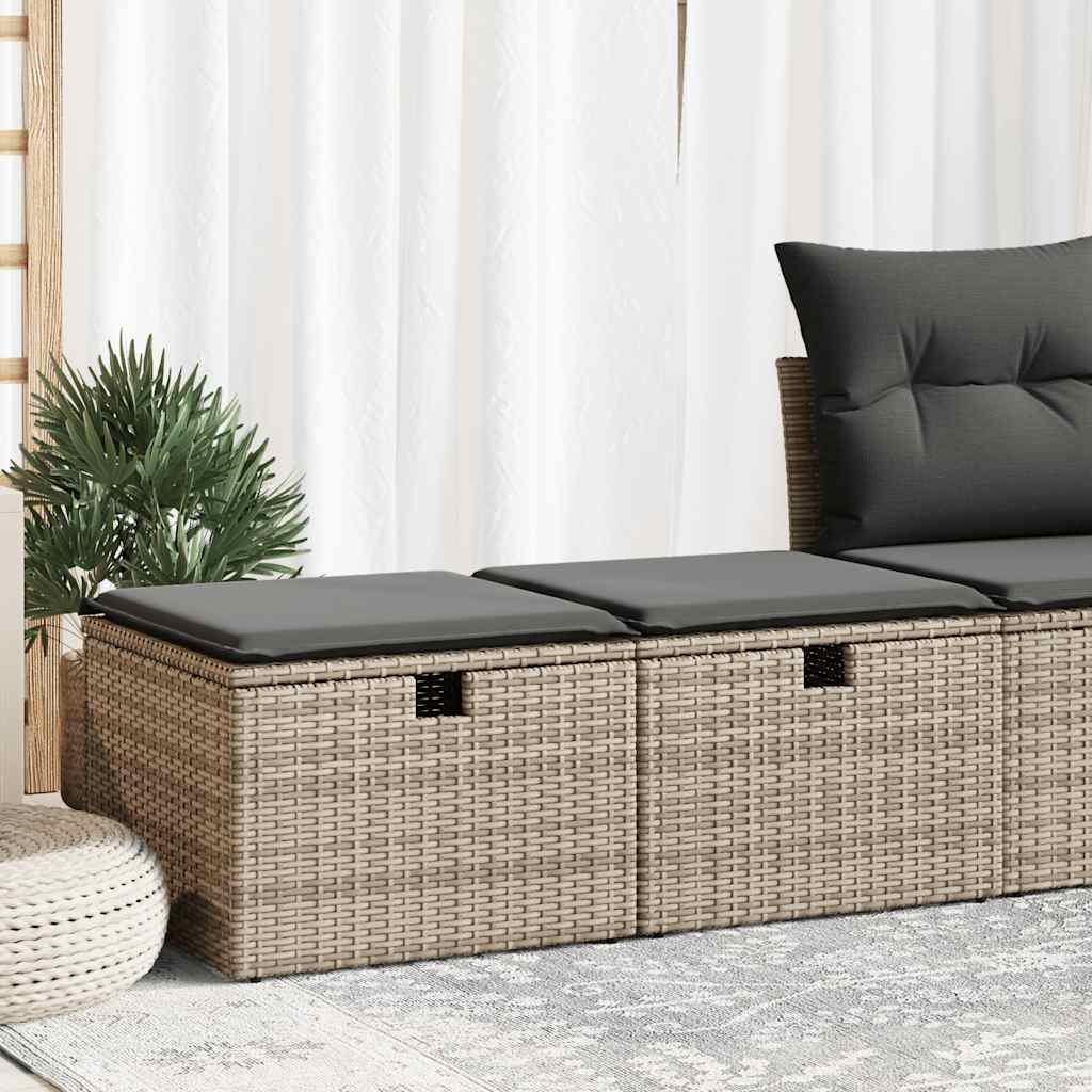 Set Divano Giardino 2 pz con Cuscini Grigio Polyrattan Acacia | homemem39