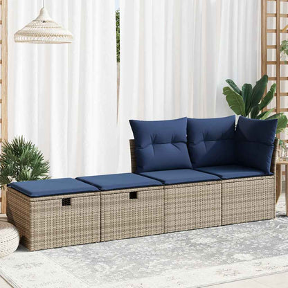 Set Divano Giardino 2 pz con Cuscini Grigio Polyrattan Acacia | homemem39