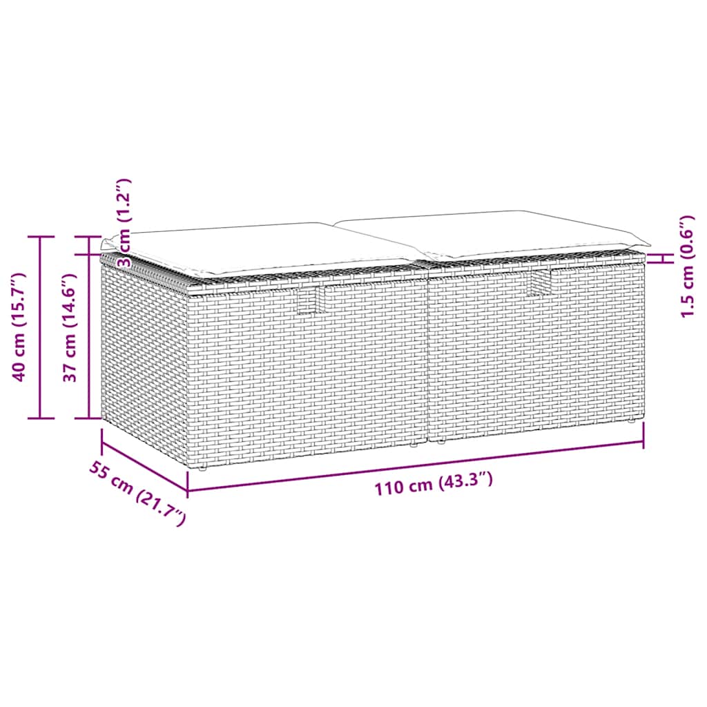 Set Divano Giardino 2 pz con Cuscini Grigio Polyrattan Acacia | homemem39