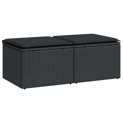 Set Divani da Giardino con Cuscini 2 pz Nero Polyrattan Acacia | homemem39