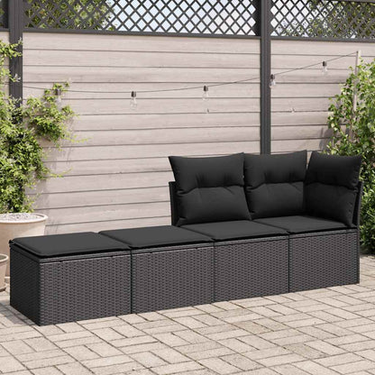 Set Divani da Giardino con Cuscini 2 pz Nero Polyrattan Acacia | homemem39