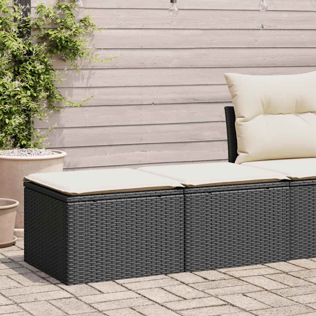 Set Divani da Giardino con Cuscini 2 pz Nero Polyrattan Acacia | homemem39