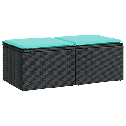 Set Divani da Giardino con Cuscini 2 pz Nero Polyrattan Acacia | homemem39