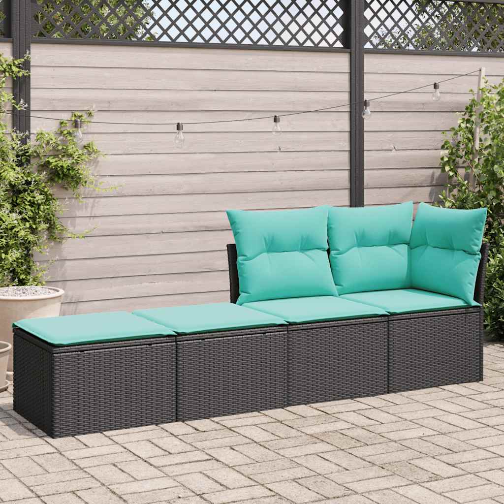 Set Divani da Giardino con Cuscini 2 pz Nero Polyrattan Acacia | homemem39