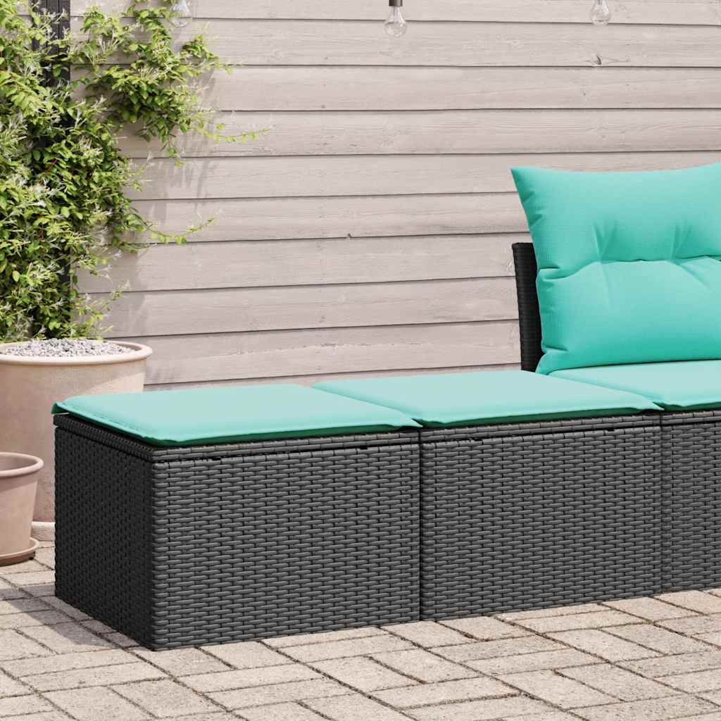 Set Divani da Giardino con Cuscini 2 pz Nero Polyrattan Acacia | homemem39