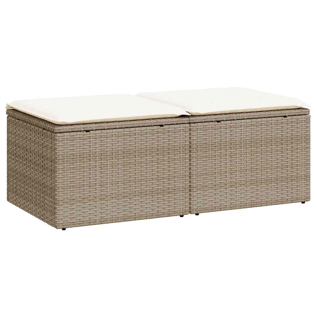 Set Divano da Giardino 2 pz con Cuscini Beige Polyrattan Acacia | homemem39