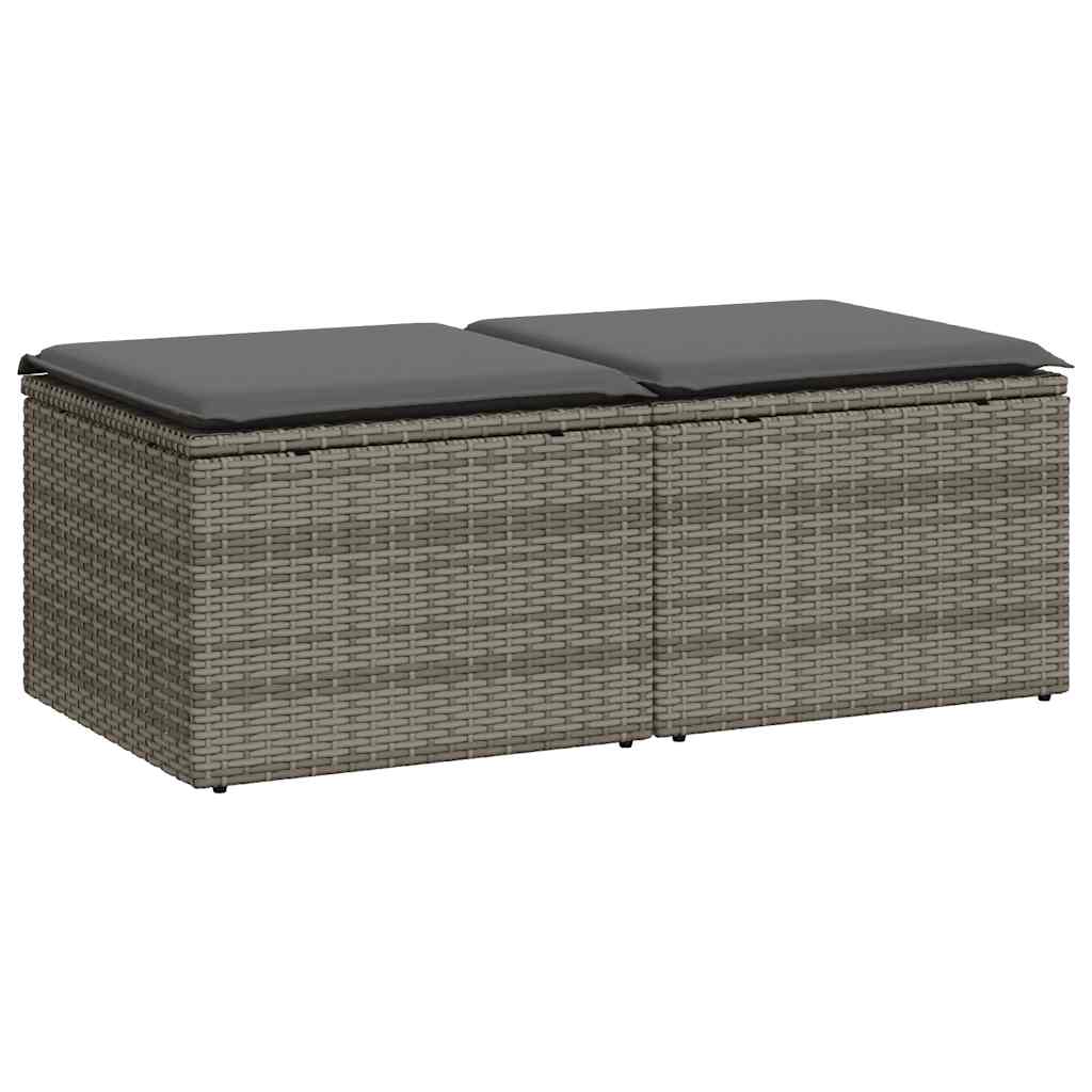 Set Divano Giardino 2 pz con Cuscini Grigio Polyrattan Acacia | homemem39