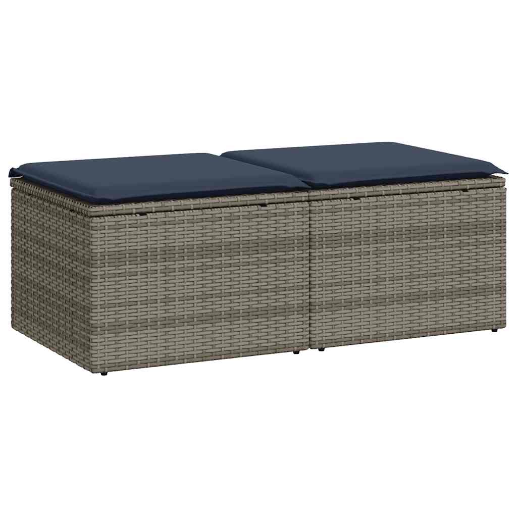 Set Divano Giardino 2 pz con Cuscini Grigio Polyrattan Acacia | homemem39