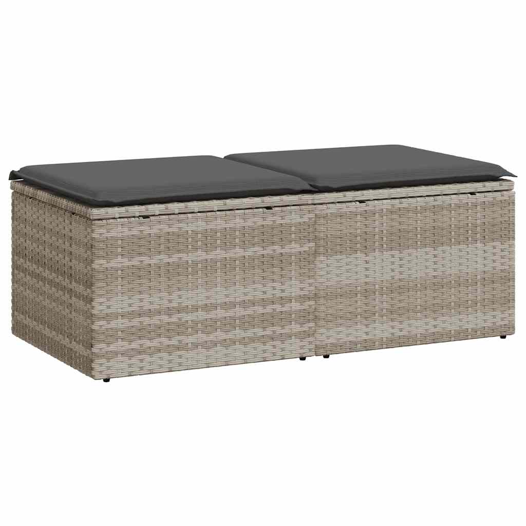 Divano Giardino 2pz con Cuscini Grigio Chiaro Polyrattan Acacia | homemem39