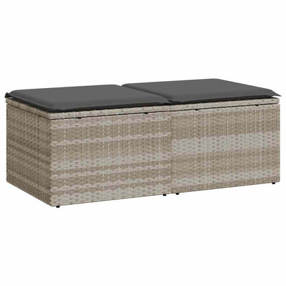 Divano Giardino 2pz con Cuscini Grigio Chiaro Polyrattan Acacia | homemem39