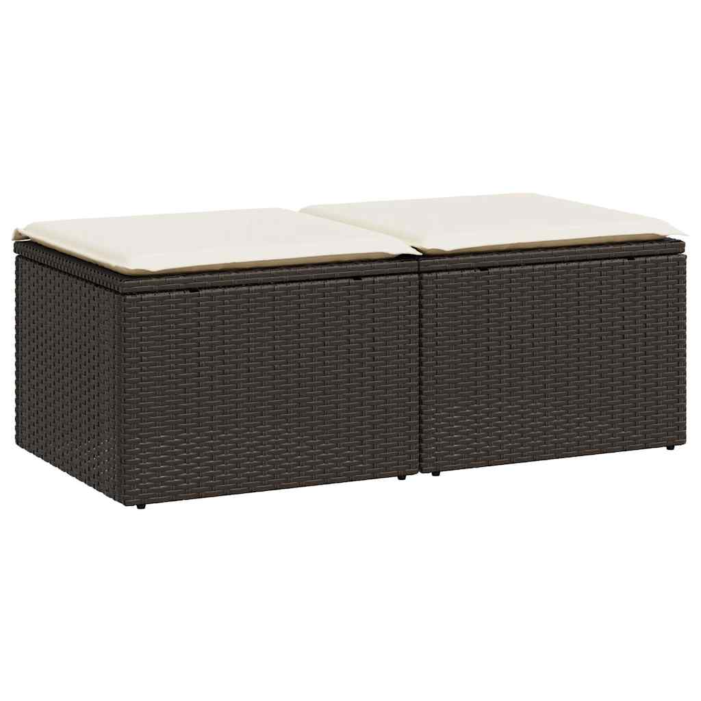 Set Divano Giardino 4 pz con Cuscini Marrone Polyrattan Acacia | homemem39
