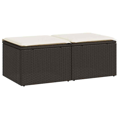 Set Divano Giardino 4 pz con Cuscini Marrone Polyrattan Acacia | homemem39