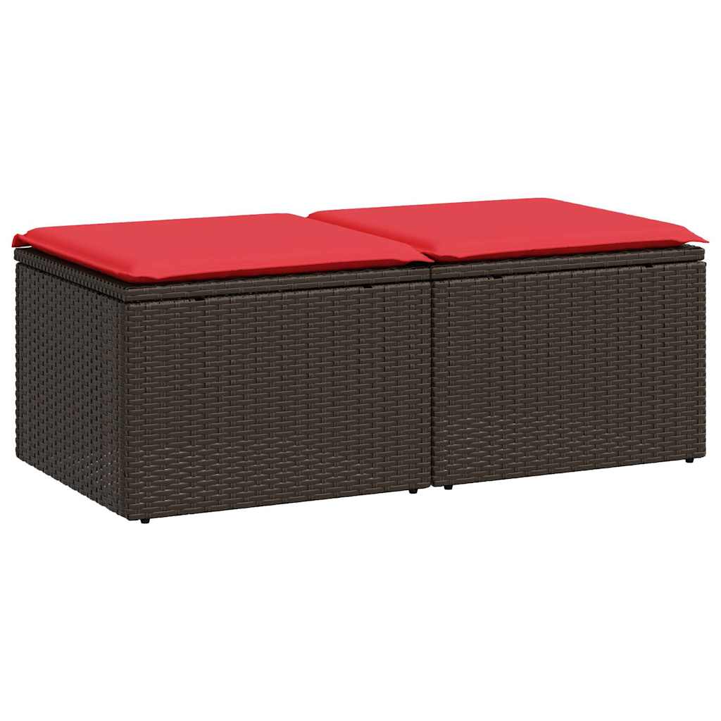 Set Divano Giardino 4 pz con Cuscini Marrone Polyrattan Acacia | homemem39