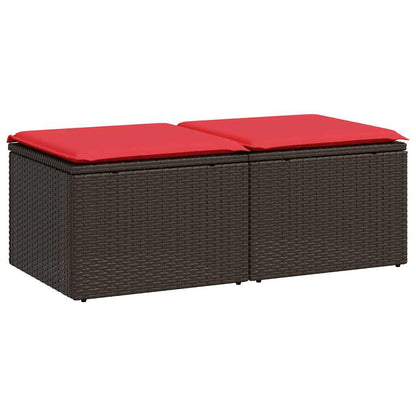 Set Divano Giardino 4 pz con Cuscini Marrone Polyrattan Acacia | homemem39