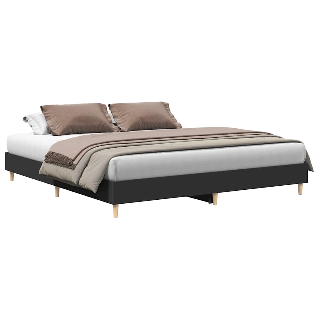 Giroletto senza Materasso Nero 200x200 cm in Legno Multistrato
