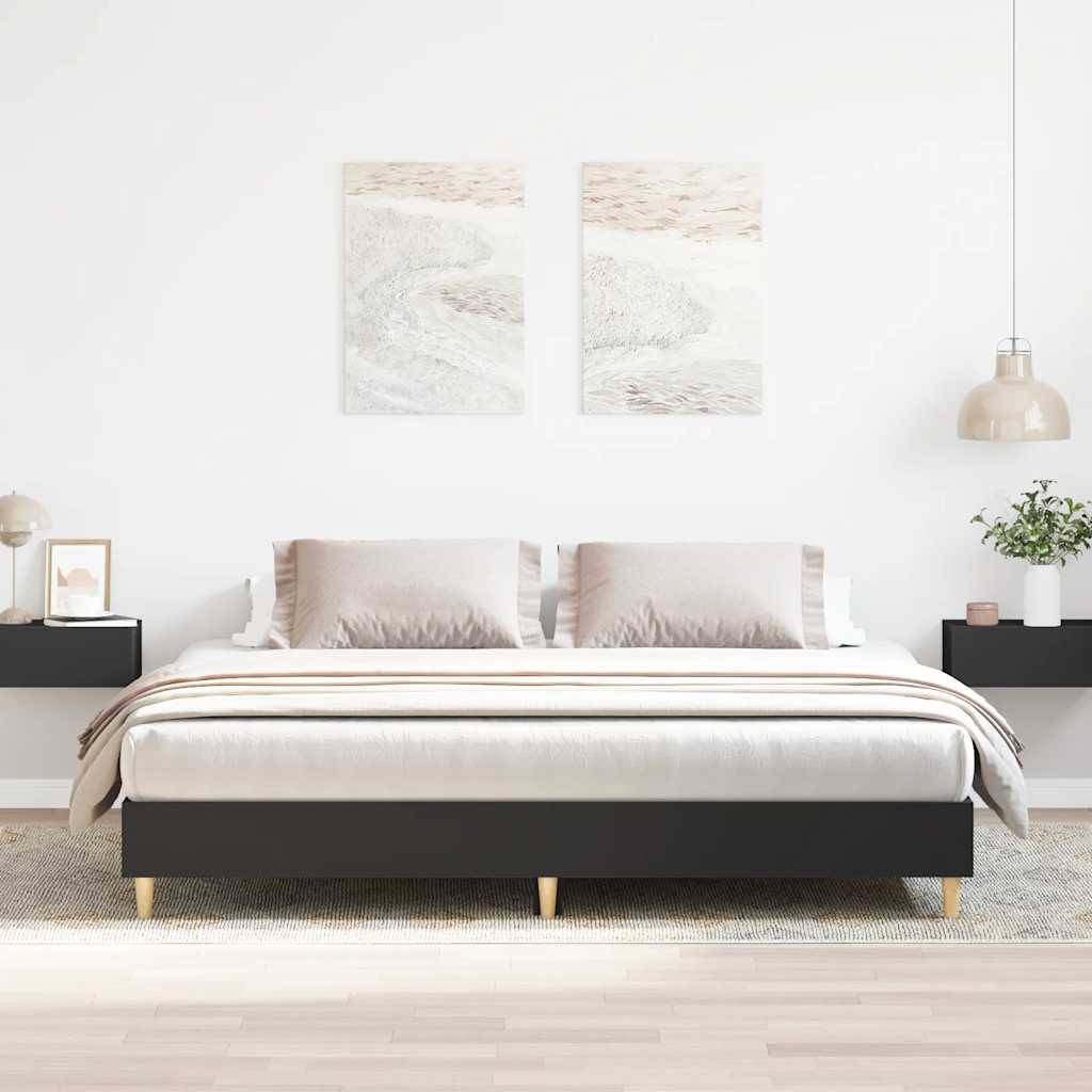Giroletto senza Materasso Nero 200x200 cm in Legno Multistrato